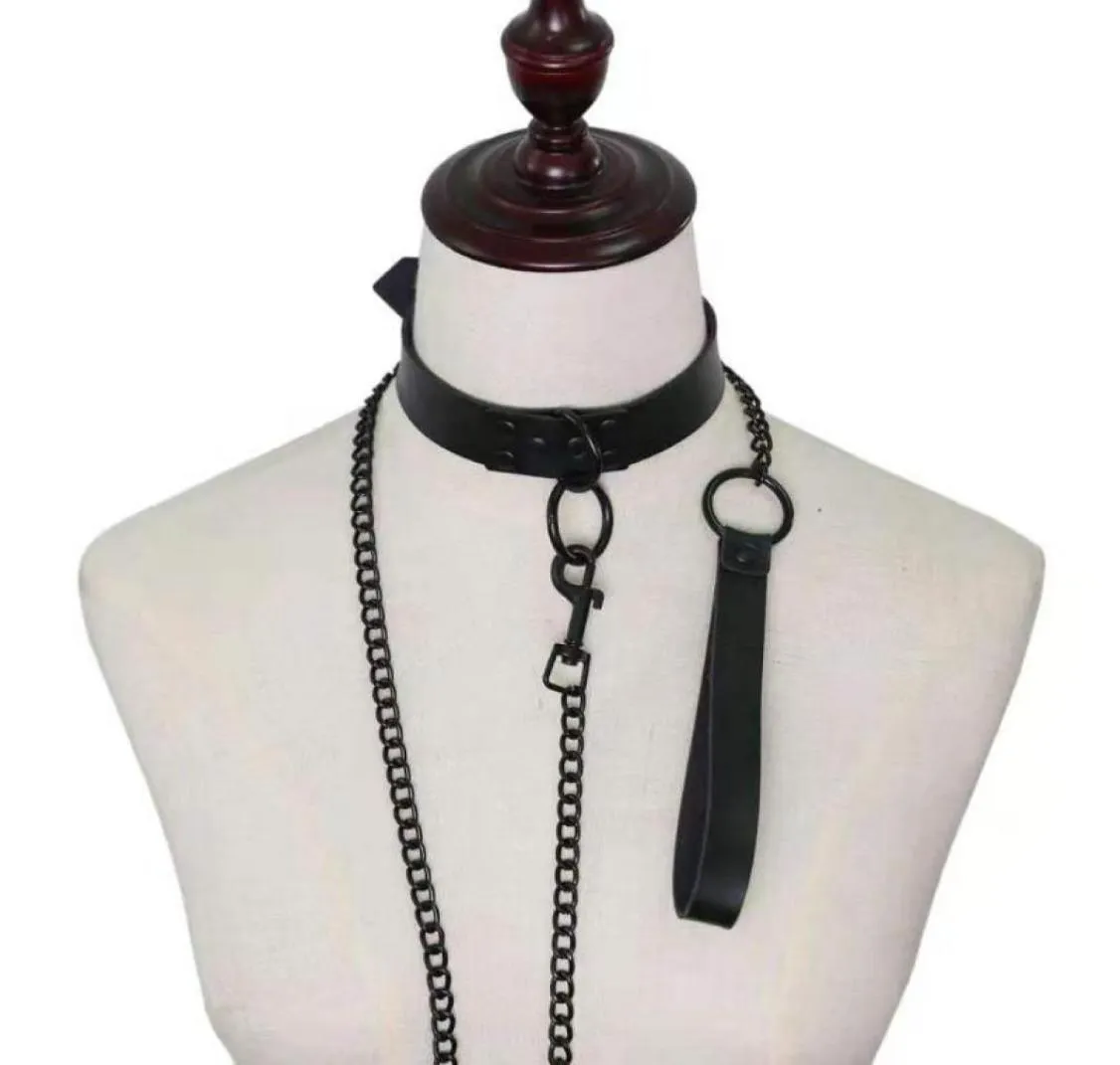 Riemen 1 st sexy ketting voor vrouwen dames punk gotische riem kraag zwarte accessoires pu lederen slave tractie bondage nekbel8929430