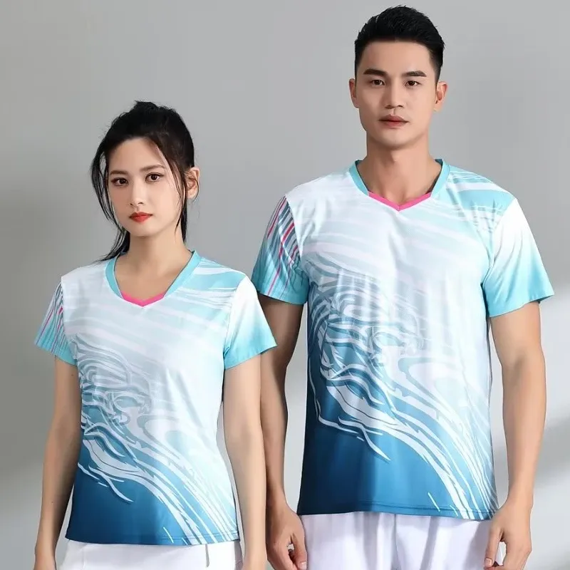 Truien snel droge zomer badminton shirt tafel tennis jersey voor mannen vrouwen 2023 nieuw in ping pong thirts tennisvolleybal uniform tops