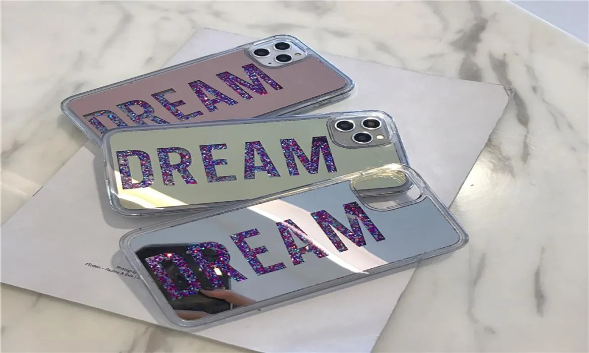 Luxury Fashion Liquid Quicksand Mirror Back Dream Mobiltelefonfodral för iPhone 11 Pro Max 6 6S 7 8 Plus X XR XS Max5707855