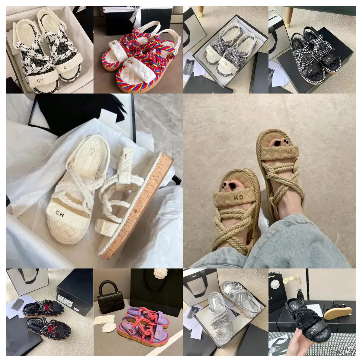 2024 Nuovi sandali Donne Donne Scarpe Channel Chanells Chanelsandals intrecciata con una tradizionale stile casual creatività semplice moda sandali neri estate