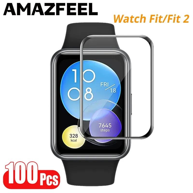 Casos Filme 100pcs para Huawei Watch Fit 2/Watch Fit/Watch Fit Fit Screen Protector Cober filmes de proteção 3D Acessórios de proteção