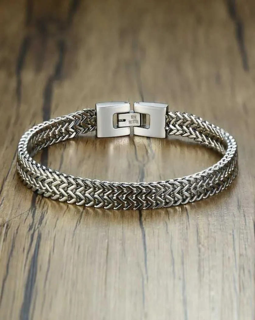 Stylt rostfritt stål Bali rävstängkedja armband för män dubbel franco länkkedjor armband armband manliga smycken31737364544