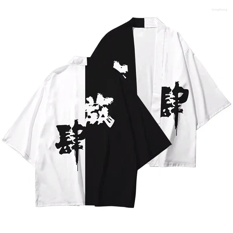 Roupas étnicas kanji 3d impresso kimono haoli yukata cosplay feminino/masculino verão casual streetwear legal