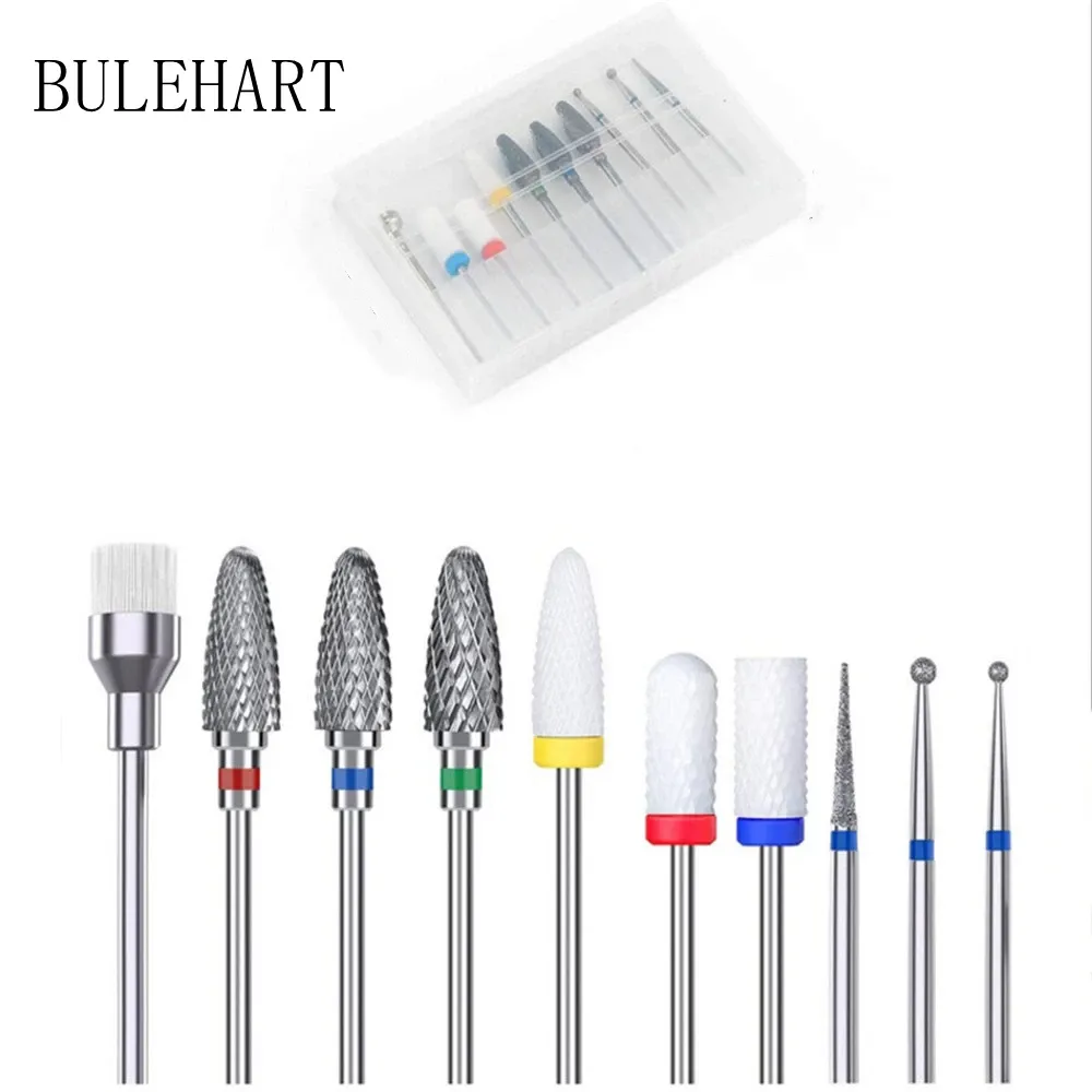 Bitar Milling Cutter for Manicure Set 10 PCS Ceramic Nail Borr Bits Ta bort Gel Lack Tool