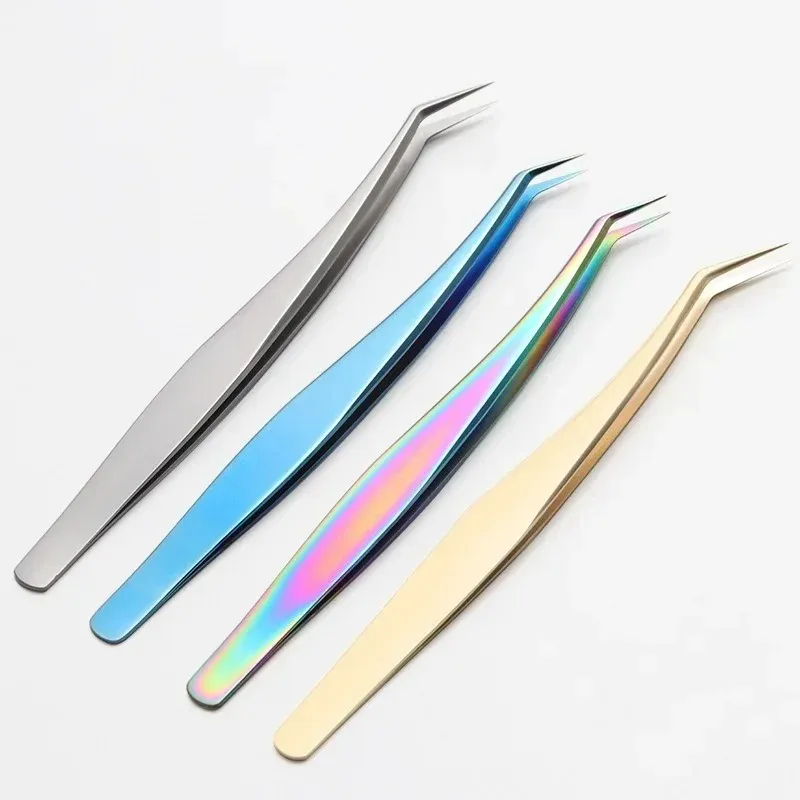 Professional Eyebrow Tweezers Stainless Steel Gold Lash Clamps Colorful Hair Removal Tweezers Metal Beauty Makeup Tools