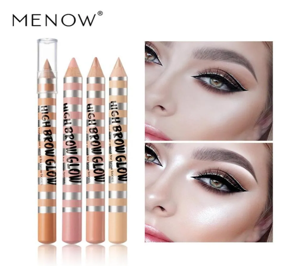 Menow الحواجب Highlighters قلم رصاص ساطع لؤلؤي بريق خافي العيون ظلال العيون P134 الحاجب ستيريو عالية الحاجب Glow9229993