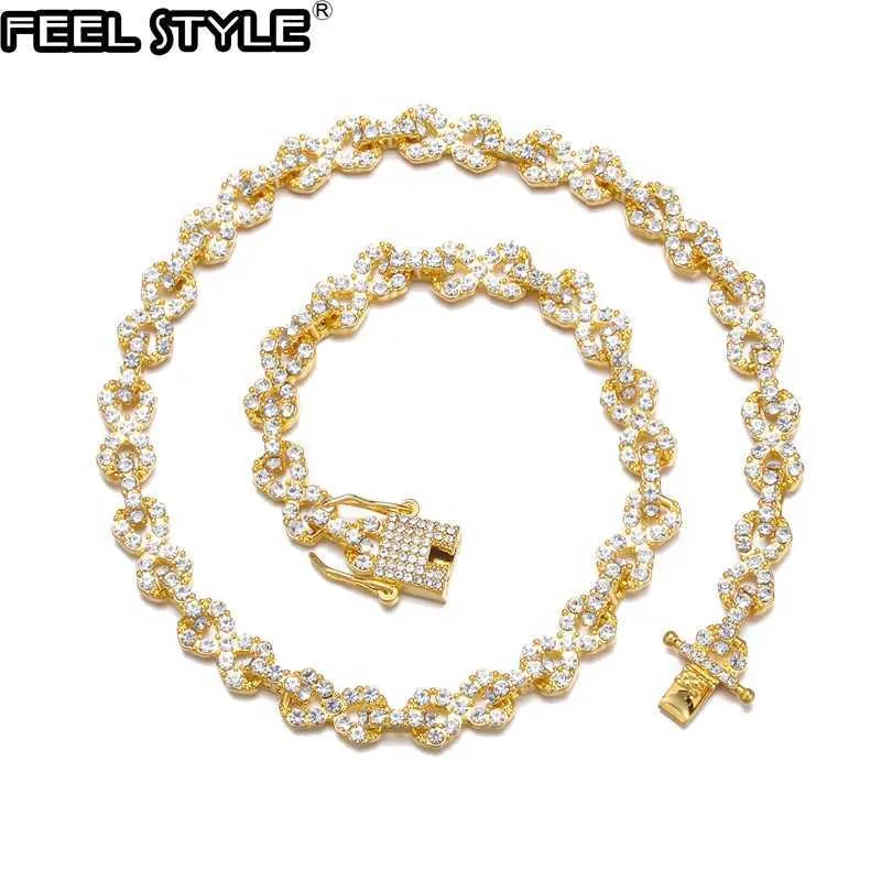 Strands Hip Hop 9mm Infinito Cadeia de Link Cubano Conjunto de Cristal Sparkling Sparkling Colar Colar Bracelet para Mens Jewelry Fashion Presente 240424