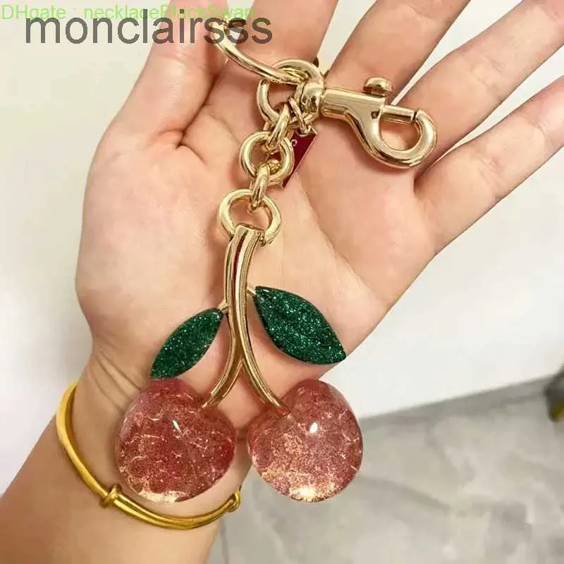 Key Rings Coa Ch Cherry Keychain Bag Charm Decoration Accessory Pink Green High Quality Luxury Design 231218 2E4I