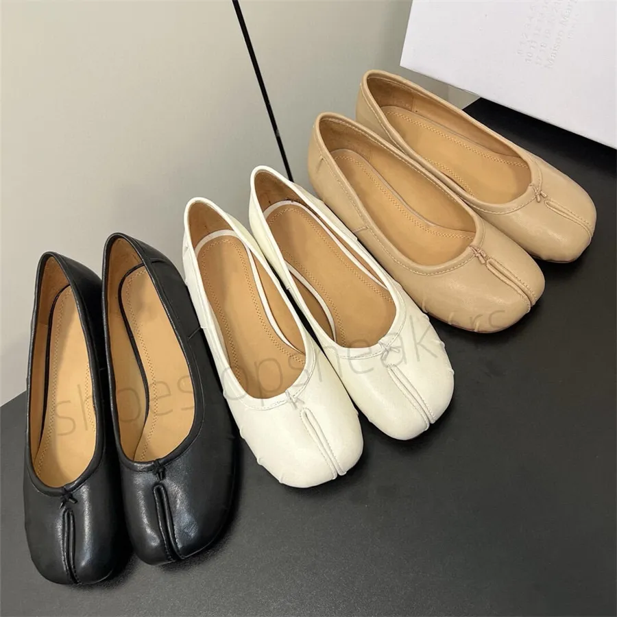 Chaussures habillées de concepteur de luxe Femme Tabis Ballet Landes en peau de mouton Femmes Fashion Cuir Flat Chaussures Casual Brand Bureau Locage extérieur 35-40