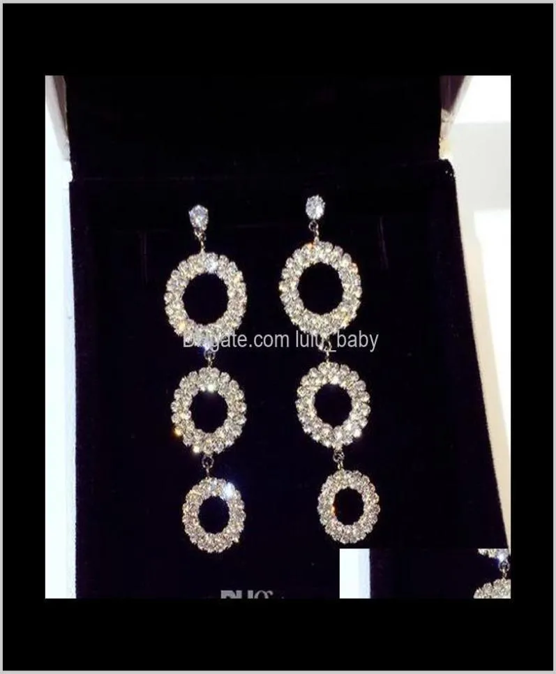 Súper brillante Ins Trendy Fashion Designer Luxury Diamond Zircon Circles Multi Circles Dangle Chandelier Pendientes para mujeres niñas X9CMF 2243399