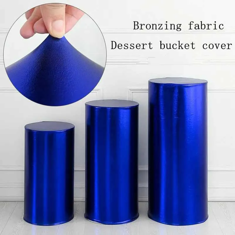 Tafelkleed bruiloft rekwisieten dessert bucket vergulde cilindrische dessert tabel cover partij decoratie bronzen elastische tafel cover 240426