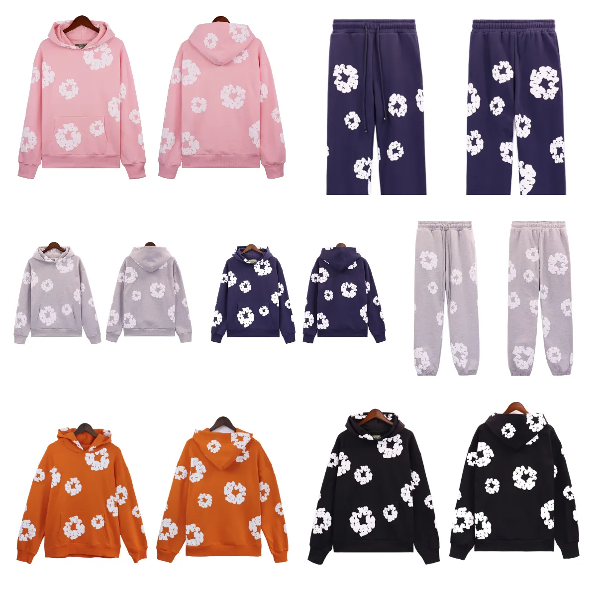 2024 Fashion Hoodie Flower Hoodies Mens Womens Luxus Pullover Hip Hop Sundate di oversize Pants Set Ladys Cashy Ladys Jumpers Graphic Hoody Abiti comici con cappuccio