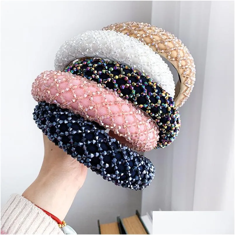 Hair Accessories Colorf Crystal Headband For Woman Luxury Hand Made Beaded Sponge Band Bridal Party Headbands Drop Delivery Baby Kids Otohu