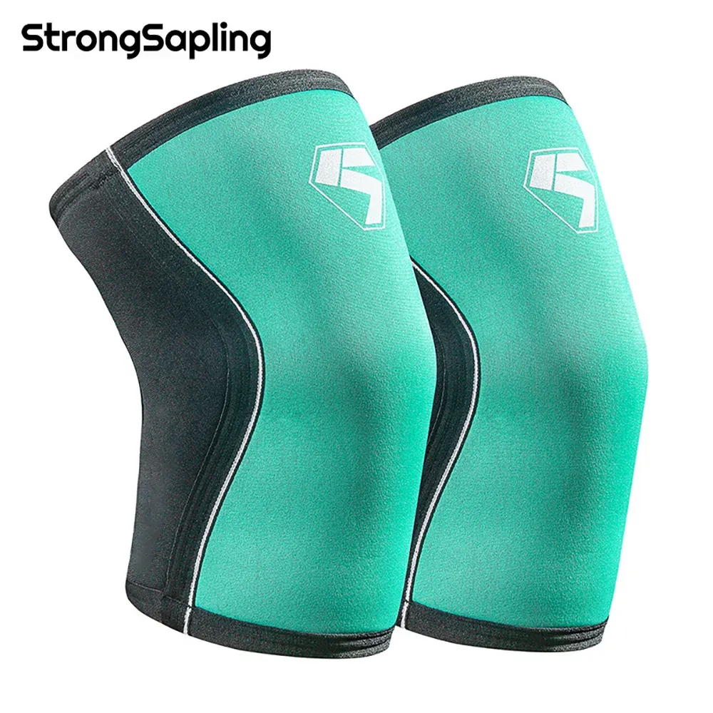 Safety Professional 7mm Neoprene Sports Knepads Compression Viktlyftning Pressured CrossFit Kne Pads Training Knee Supports Green