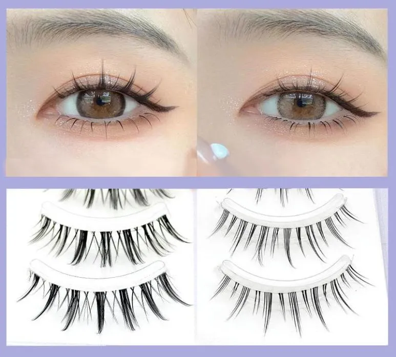 Faux cils 35 paires Manga Lash Little Devil Anime Cosplay Natural Wispy Fairy Cross Korean Japonais Extensions de cils Make1211771