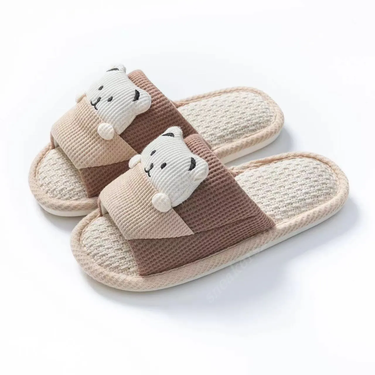 Sandali sandali primaverile estate autunnale carina e classica pantofole intrecciata in tessuto grazioso orso da letto per la casa pannelli casual e comodi sandali v1