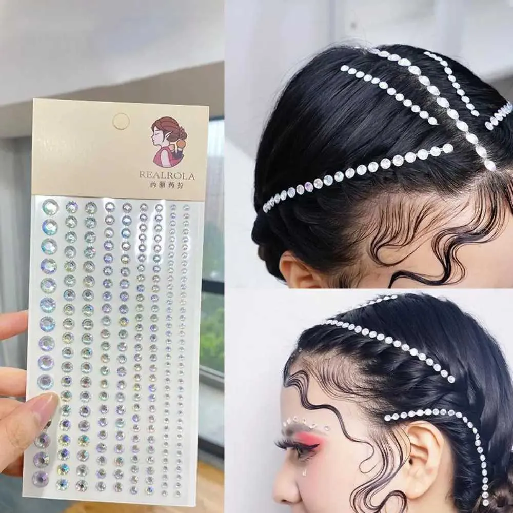 Transfert de tatouage Diamants colorés Long Royale autocollant Sticker Hair Himitone Décoration Adhésive Face Decal Stickers Tatouage temporaire 240427