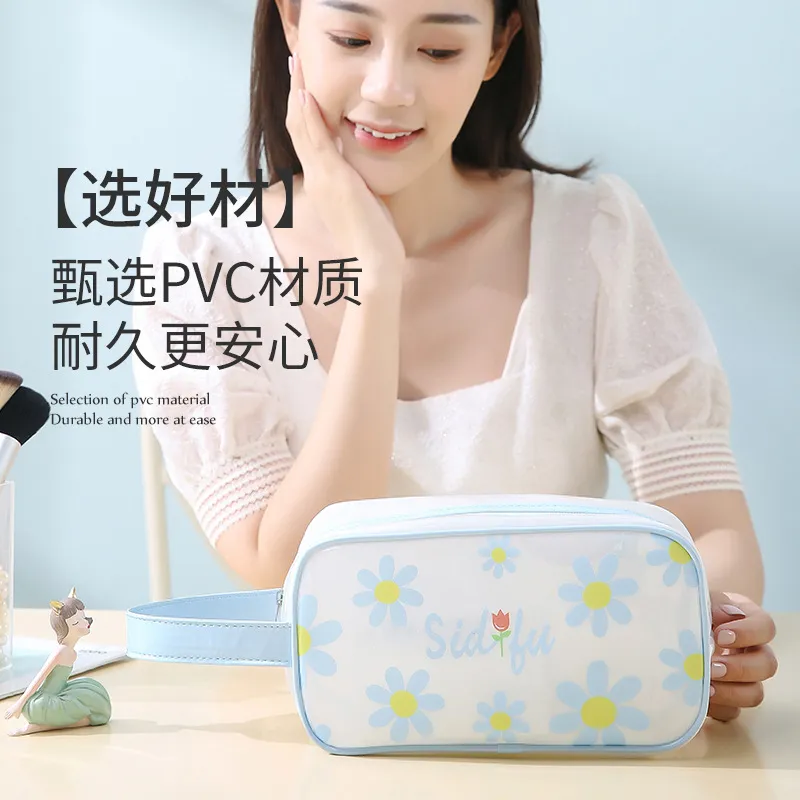 Bolsa de cosméticos frescos frescos translúcidos PVC Bolsa de higiene pessoal à prova d'água Viagem Bolsa de banho portátil Roupas de armazenamento portátil