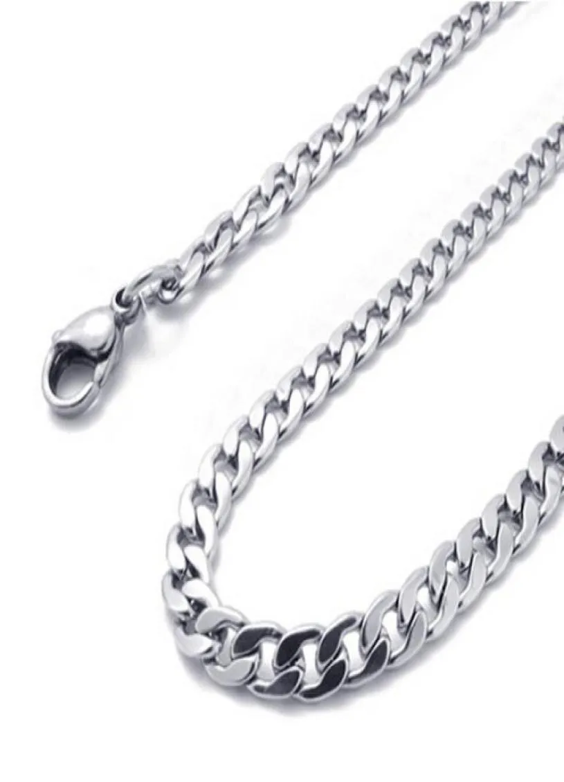 ship whole 5pcs lot 6mm 24inch Stainless steel silver flat NK Curb Chain Link Necklace Thanksgiving Day Jewelry Women1161904