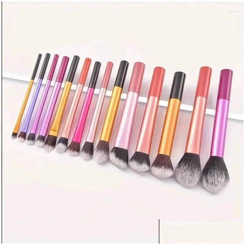 Makeup Brushes 14st Colorf Brush Kit Soft Synthetic Hair Make Up Powder Foundation B Eyeshadow Cosmetic Tools Drop Delivery Health Otzod