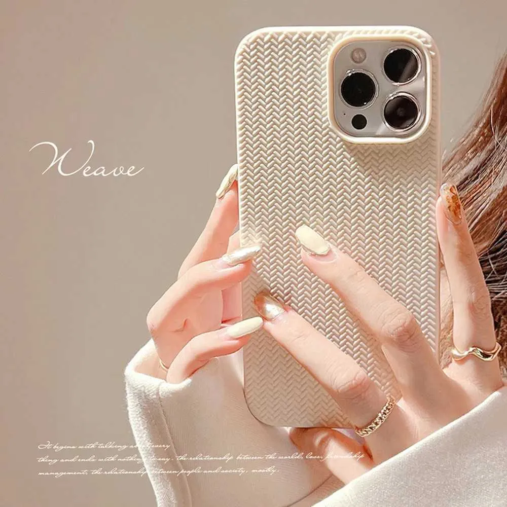 Cell Phone Cases Colorful autumn and winter solid woven pattern phone case suitable for iPhone 14 13 12 11 Pro Max X XR XSMAX 7 8 Plus fashionable new products J240426