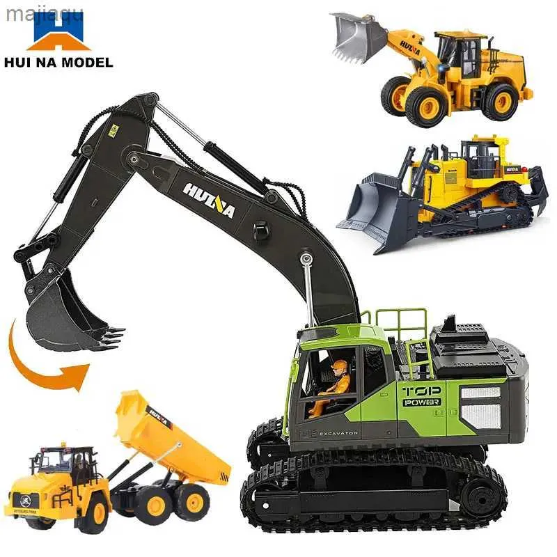 Electric/RC Car Huina 1 16/1 18 11 canali Veicolo ingegneristico 2.4G Remoto Controllo Bulldozer Dump Dump Excavator Excavator Bulldozer Pala in metallo TOYL2404