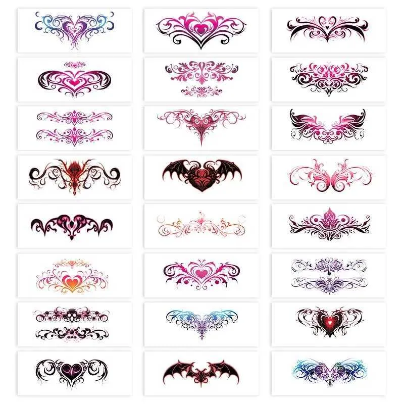 Tattoo -overdracht 8pcs set sexy succubus totem tijdelijke tattoo voor vrouwen buik tattoo art waterdichte tattoo duurzame sticker tatuajes temporales 240427