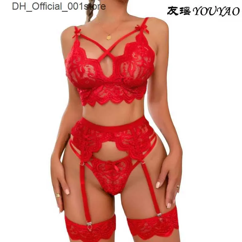 Sexig uppsättning conunto de undergången Ertica feminina suti e calcinha ligas ver atravs roupa interiör trajes femininos 3 ärtor q240426