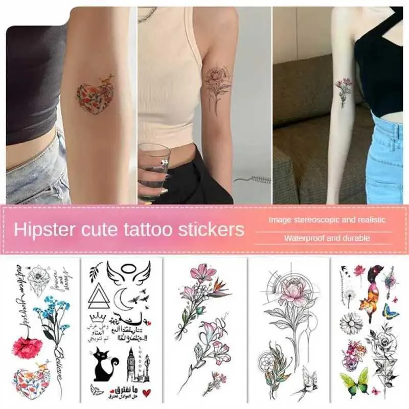 Transfert de tatouage 1pcs Fleur sexy étanche à tatouage temporaire autocollant rose papillon Snake flash tatoue femme art du corps art faux tatoo man child 240427