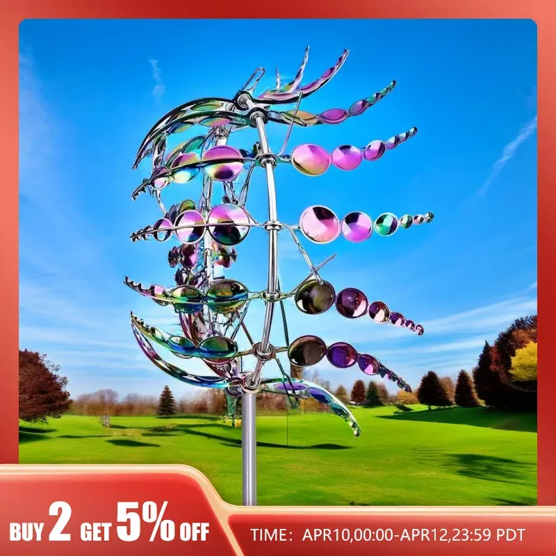 Dekoracje 1pc magiczny metalowy metal wiatrakowy Spinner Unikalny wiatr łapacze napędowe Kreatywne patio ogrodowe trawnik na zewnątrz dekoracja dziedzińca