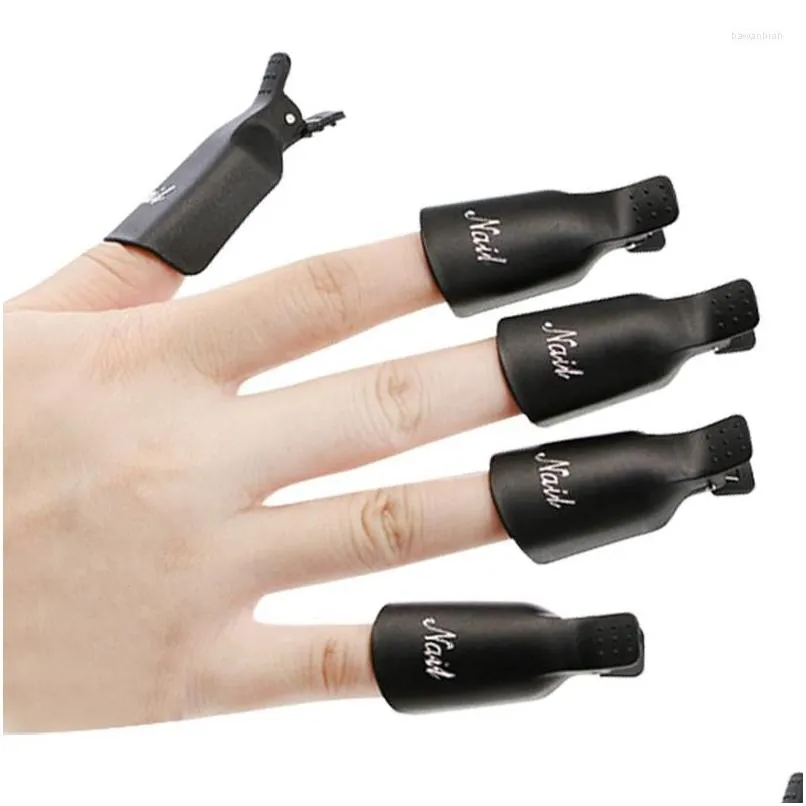 Nail Gel Wholesale-5Pcs/Set Plastic Acrylic Art Soak Off Clip Cap Uv Polish Wrap Tool Fluid For Removal Of Varnish Drop Delivery Otuhx