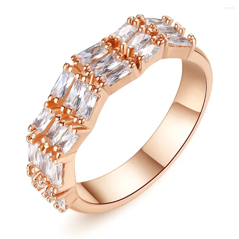 Con pietre laterali sexy mom femminile gioielli da matrimonio vintage scintillante di rosa cristallo di strass anello impilabile set bohémien