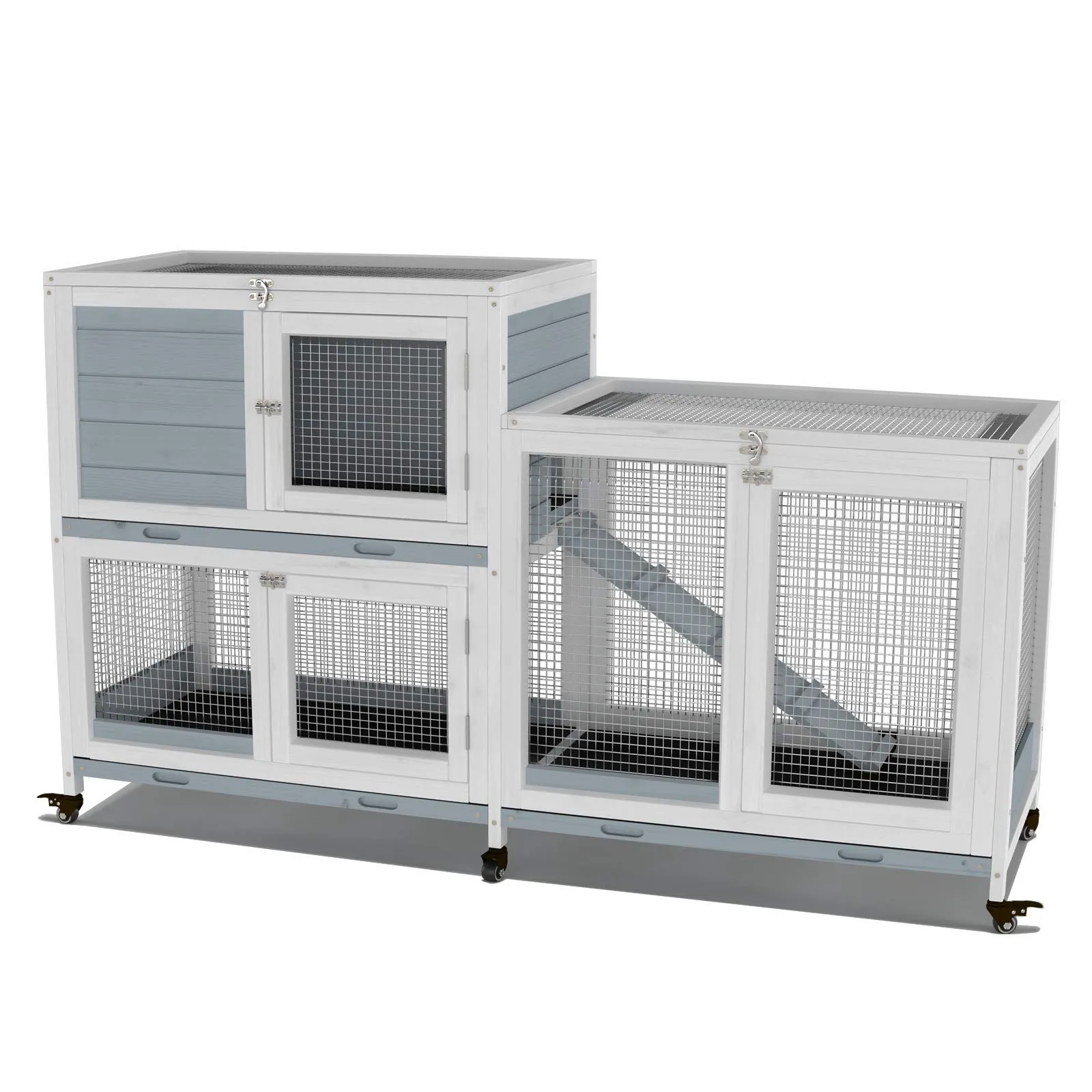 Portable Rabbit Cage Wooden Indoor Bunny Hutch On Wheels For Small ...
