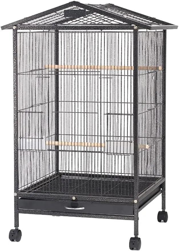 Photo inspiration: Large Parrot Cage With Roof Reference: Phoenix Large Bird Cage Solid Black Roof Parrot Cage For