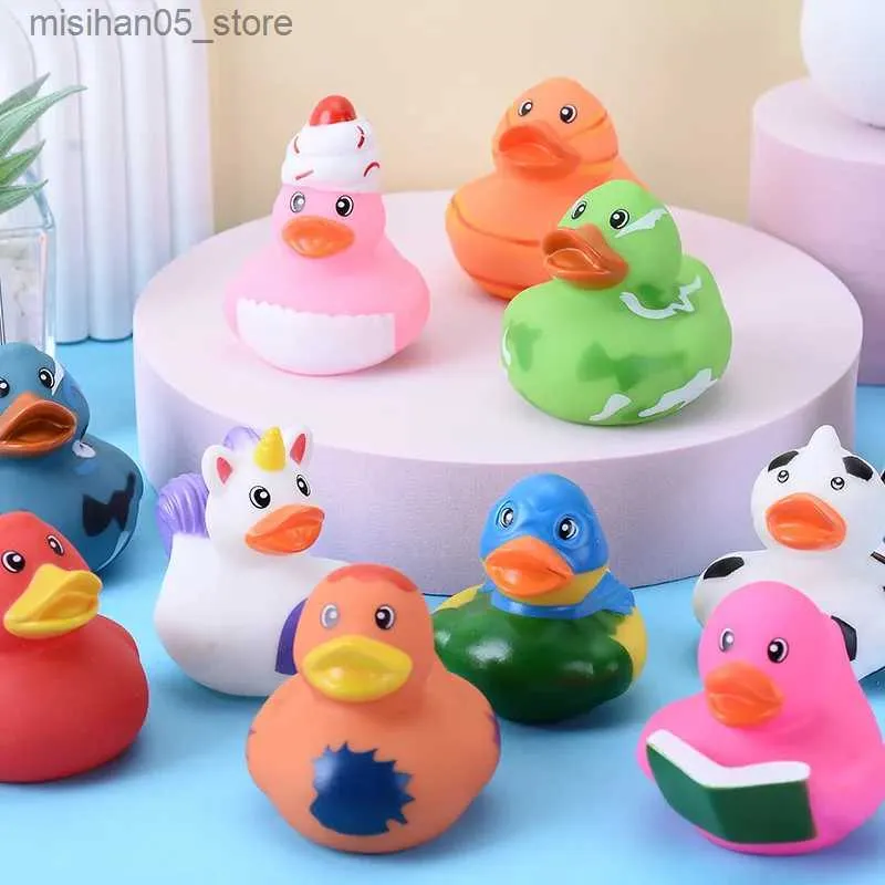 Sand Play Water Fun 5-30 stycken av icke-repetitiva babybad Duck Swimming Bath Toys Rubber Duck Dusch Water Toys Childrens Gifts Q240426