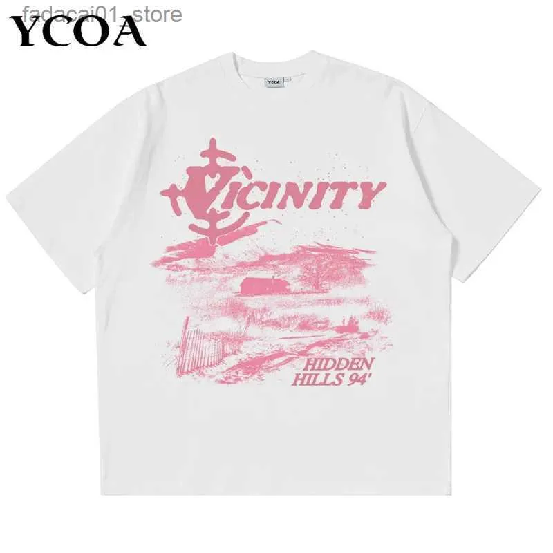Mäns T-shirts Mens T-shirt Ultra-Fin Cotton Korean Fashion Retro Graphic Y2K Top Street Clothing Short Sleeved Harajuku Aesthetic Q240426