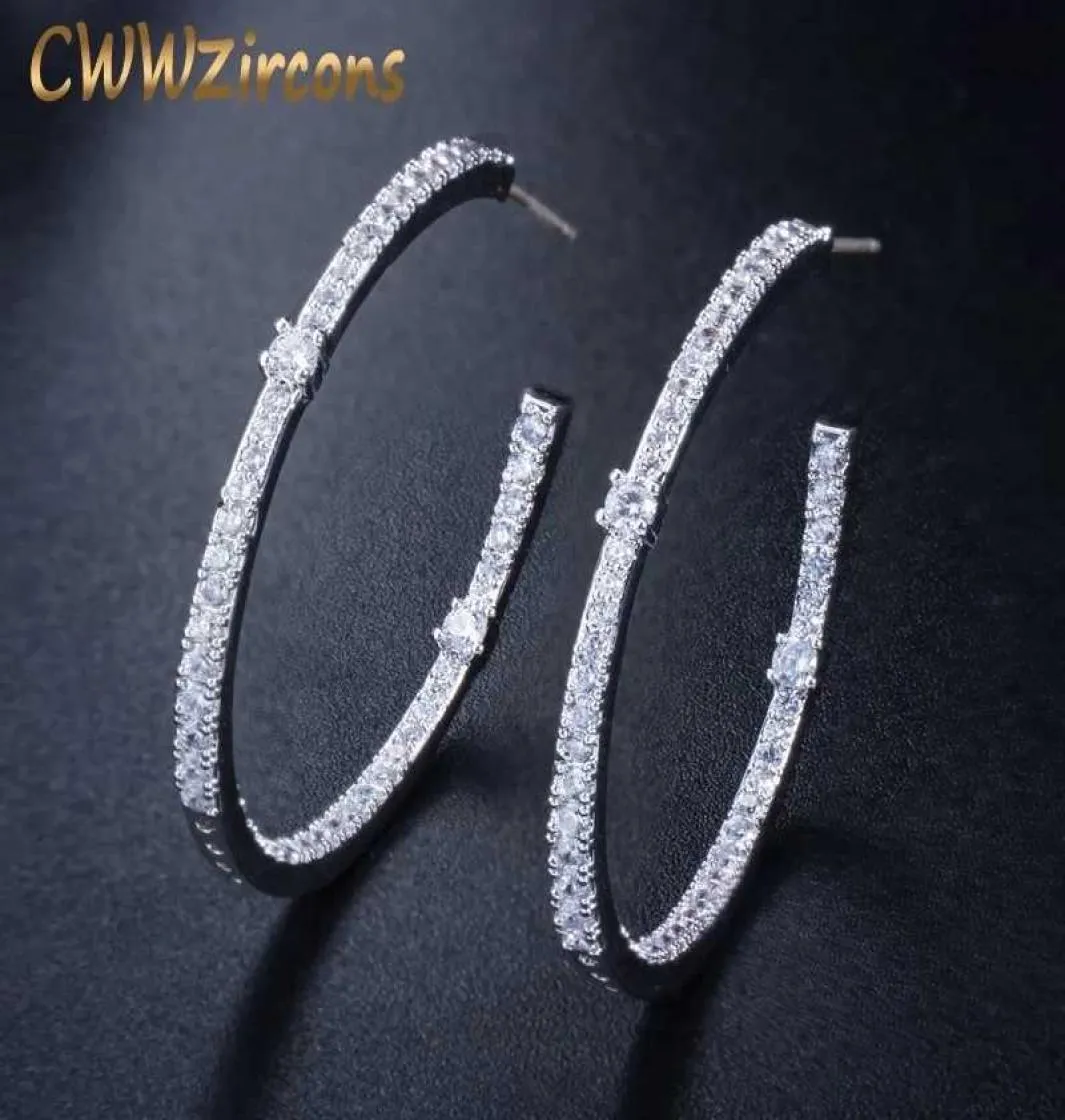 Fashion Ladies Pętla Kolczyka Okrągłe koło Mikro Pave Cubic Zirkonia Crystal Big Hoop Kolczyki Biżuteria Prezent CZ428 2107146978299