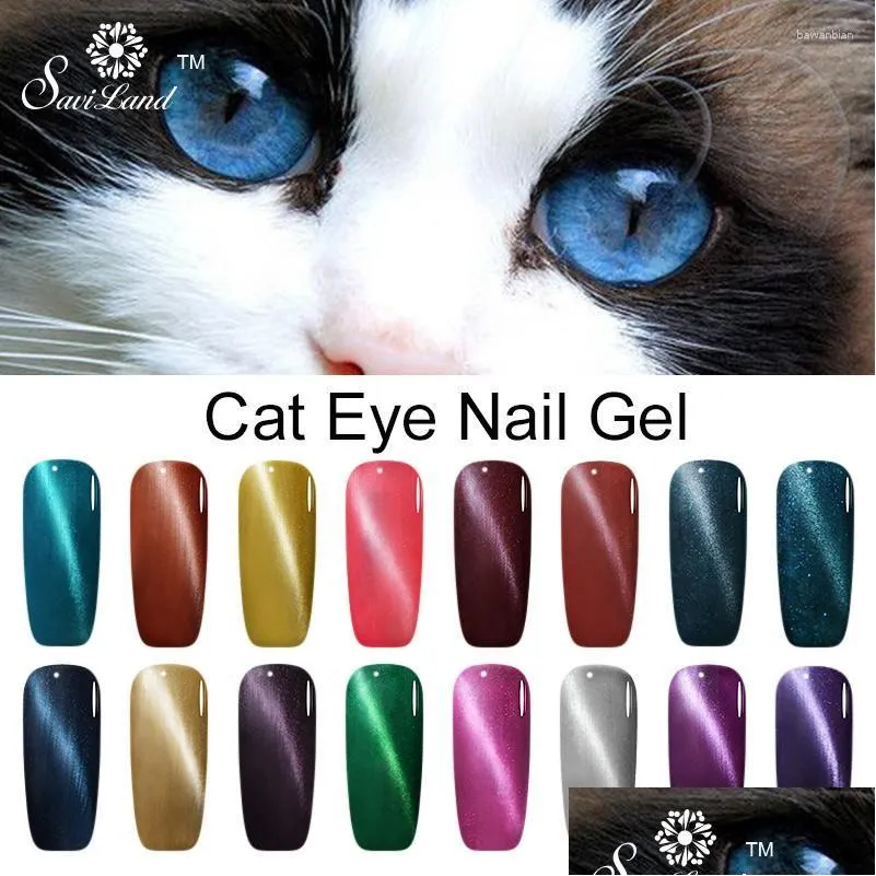 Nail Gel Wholesale- Saviland 1Pcs Cat Eye Magnet Uv Polish Long Lasting 10Ml Uv/Led 24 Colors 3D Magnetic Primer Drop Delivery Otos4