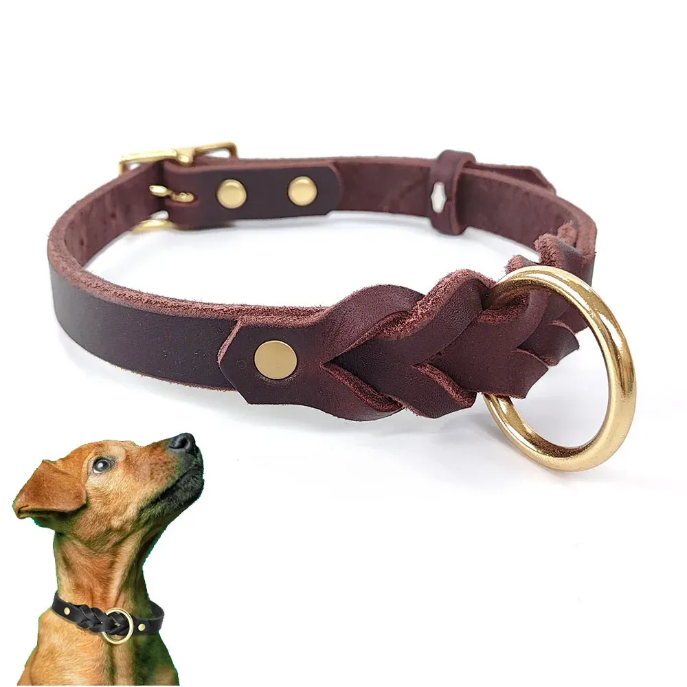Collari Collar per cani veri veri per cani medie collari pesanti intrecciati forti collari fatti a mano per cani di grande razza