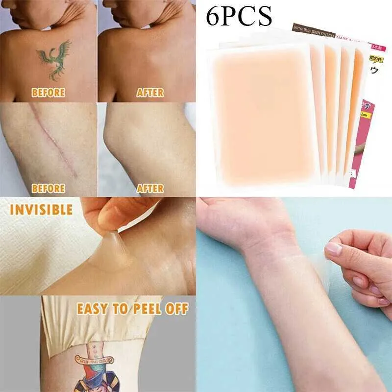 Tattoo Transfer 6PCS Flaw Birthmark Concealing Waterproof Scar Concealer Sticker Tattoo Cover Up Skin Color Portable Simulation Skin Sticker 240427