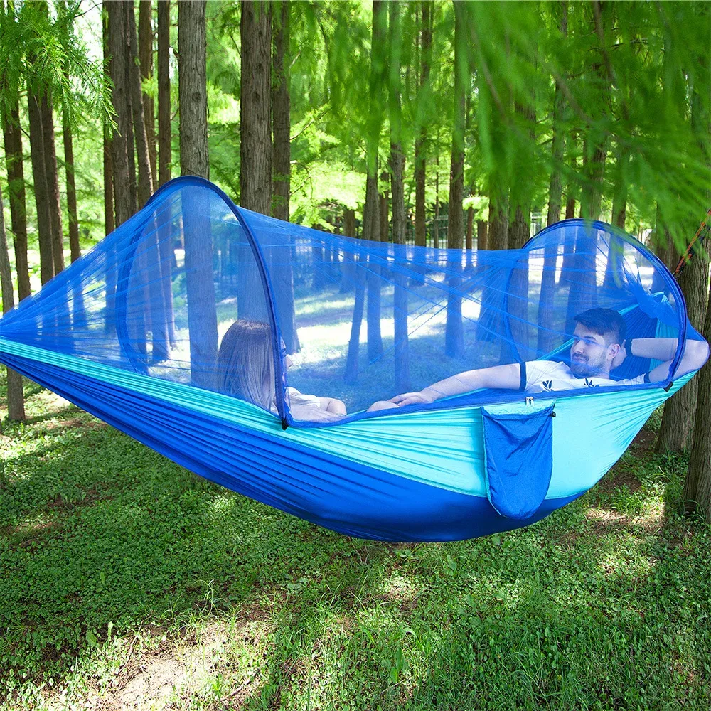 Klänningar Portable Outdoor Camping Hammock 12 Person Go Swing With Mosquito Net Hanging Bed Ultralight Tourist Sleeping Hammock