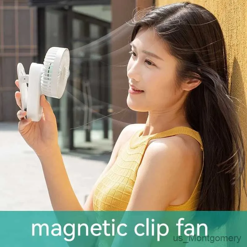 Electric Fans Multifunctional Portable Magnetic clip Fan Usb Rechargeable Mini Hand-Held Folding Fan for Dormitory Office Desktop Clip Fan