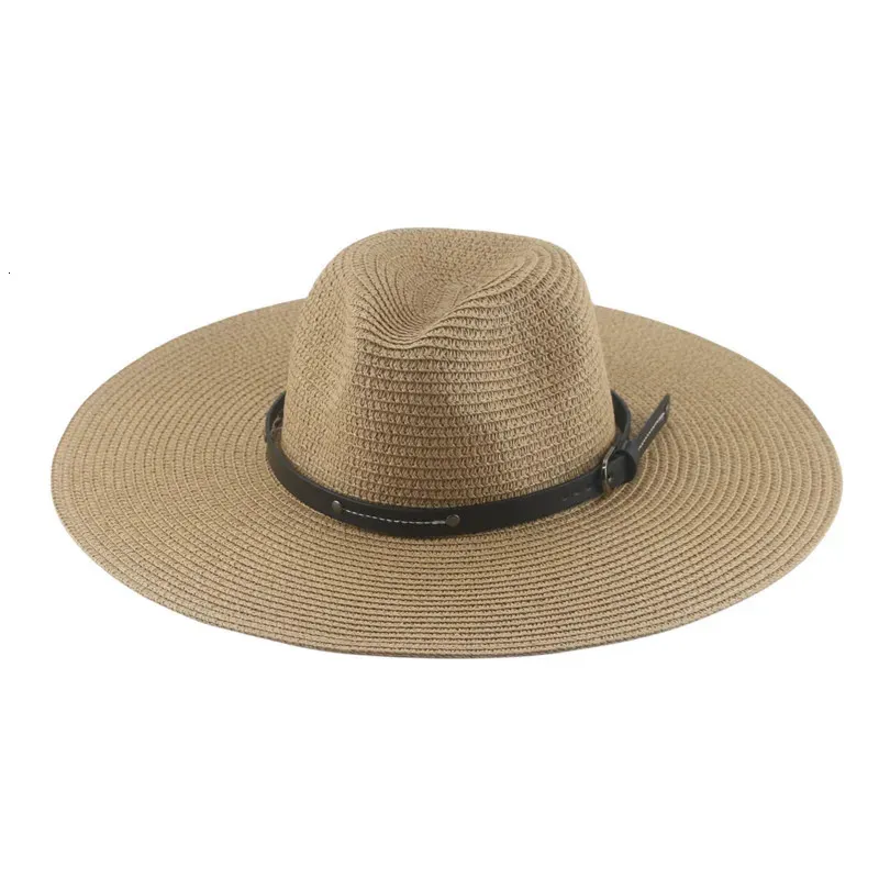 Hat Beach Hats for Women Bucket Wide Brim 11cm Straw Summer Khaki White Outdoor Panama Men Caps Gorras Para Mujer 240423