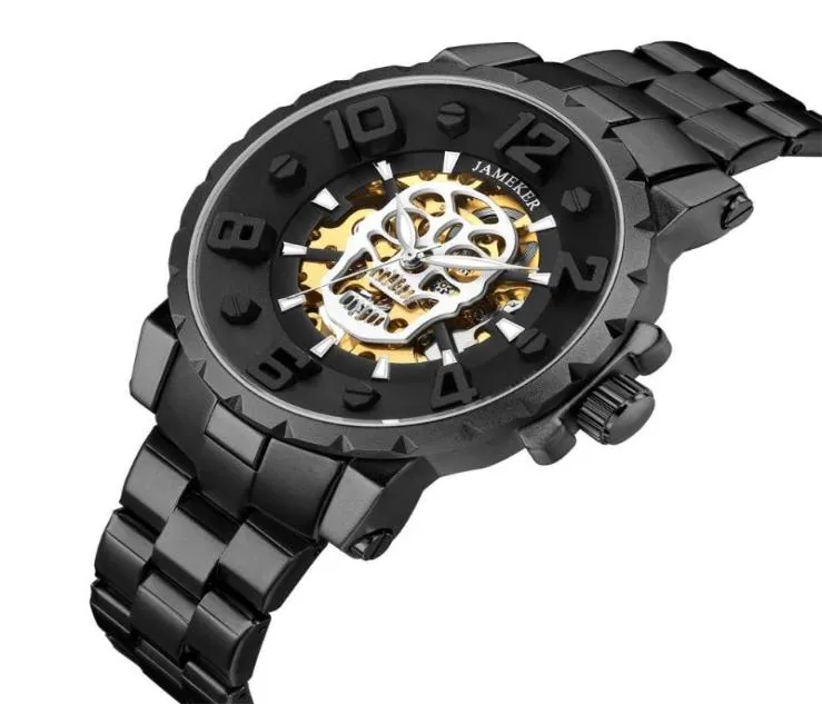 Skeleton Mens Steam Punk Automatic Mechanical Watches Stainless Steel Band Military Army Wrist Wristwatches9221850