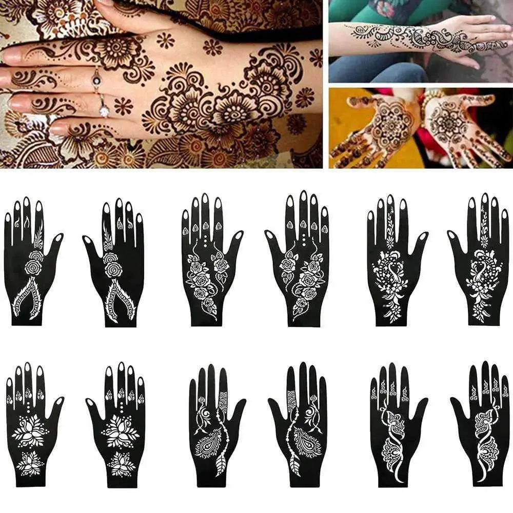 Tattoo Transfer professionelles Hochzeitswerkzeug Hand Fuß Tattoo Henna Schablone Körperkunst Aufkleber Tattoo Schablone Vorlage 240427