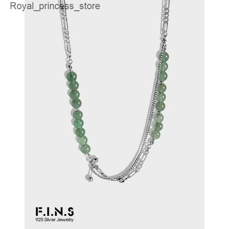 ペンダントネックレスF. I.N.S New 2021 Summer Natural Green Stone Aventurine Necklace Beads手作りネックレスQ240426