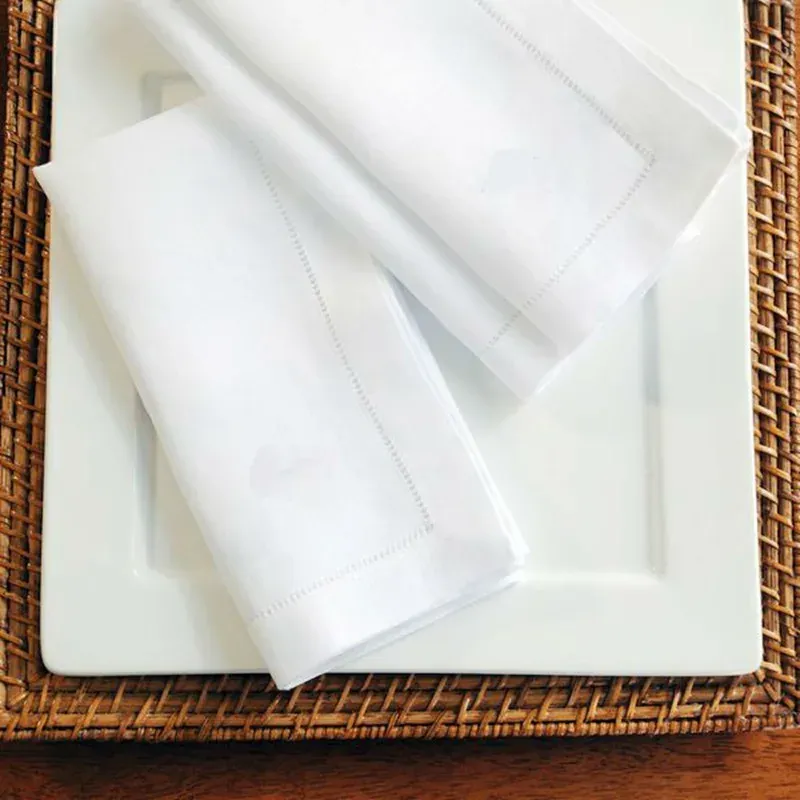 TADS 12 pièces serviettes blanches serviette de cocktail ourlé pour la fête napotage de napkins en lin