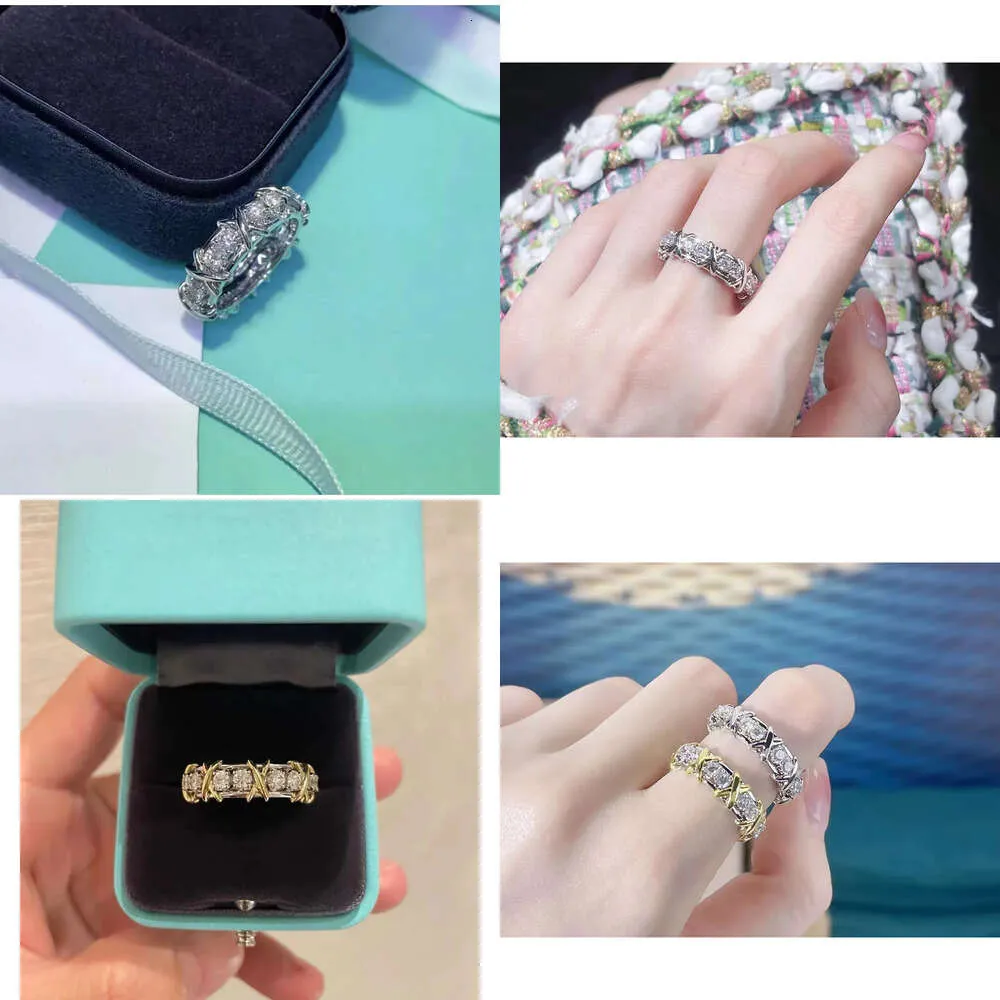Дизайнерские обручальные кольца ювелирные изделия для женщин с коробкой розовой золото кросс-бриллиантовое кольцо модные украшения размером 5-9