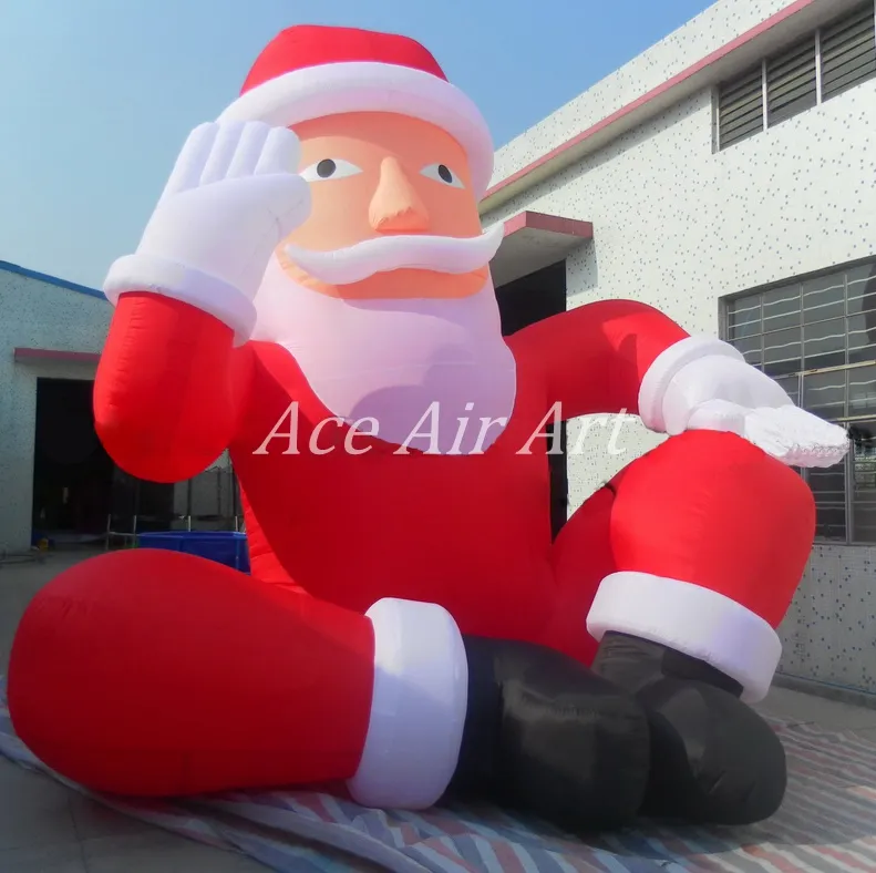 wholesale High Quality 3 Meters Tall Giant Sitting On Ground Inflatable Christmas Santa Claus For Decoration Or Advertising On Store