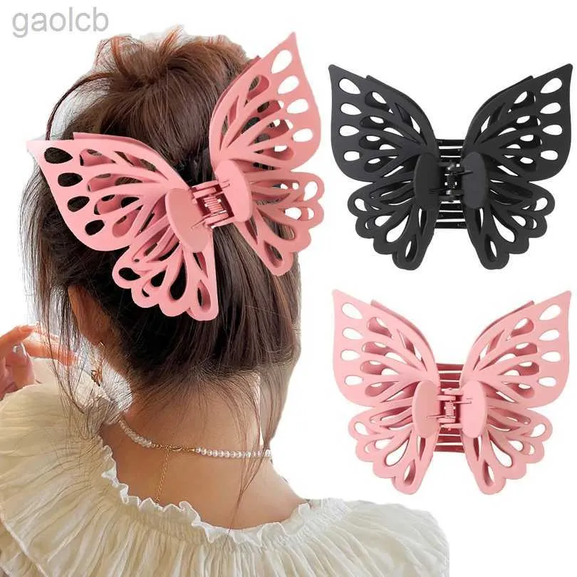 Hair Clips Barrettes Women Extra Large Hair Claw Clips Hollow Butterfly Hairpin Hair Clip Acrylic Bath Barrettes for Girls Hair Accessories 240426